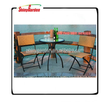 imitation rattan garden furniture,rattan beach furniture,Steel frame Rattan Folding Chair set